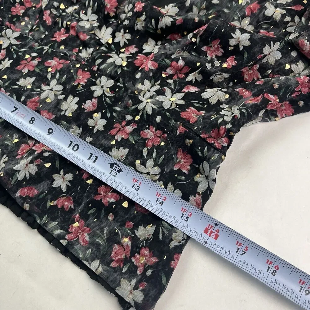 NWT ASTR Floral Top size Large Pink Gold Black glam blouse